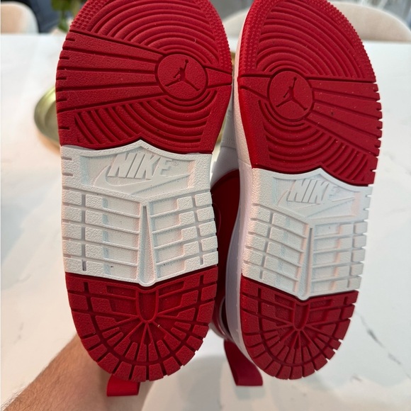 Nike Jordan 1 Mid RM Easton (PS) red and white high top shoes. Youth size 13.5C. - Picture 8 of 10